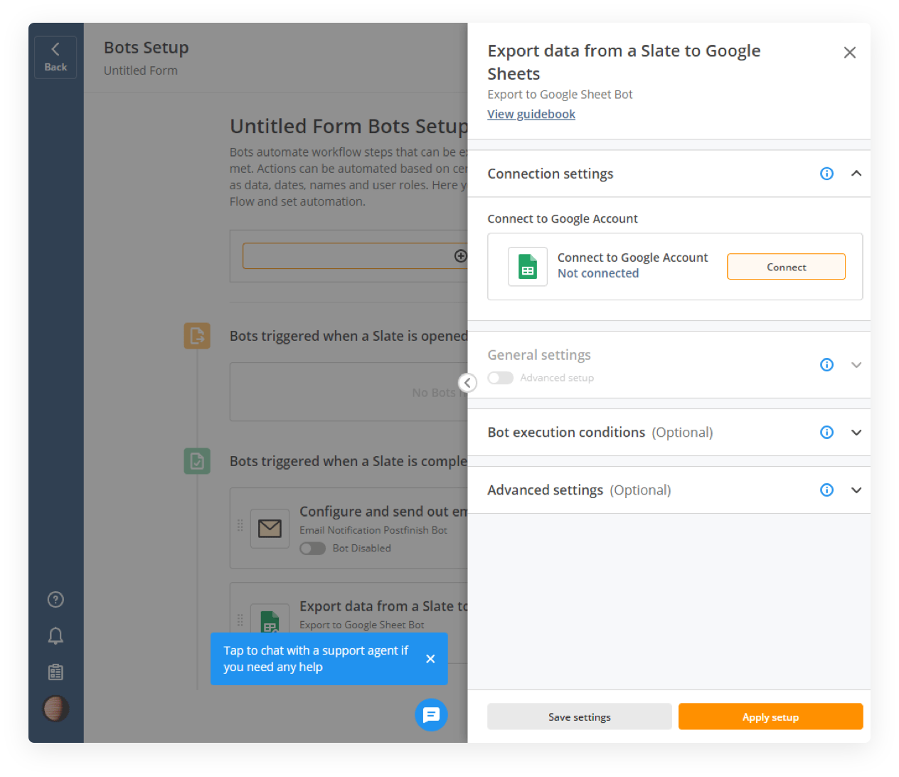 How to configure Export data from a Slate to Google Sheets Bot in airSlate How to configure Export data from a Slate to Google Sheets Bot in airSlate